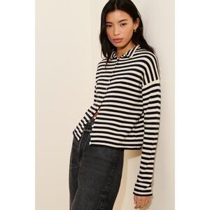 Alex Mill Striped Taylor Rollneck Cardigan Sweater Small Blue Cotton Cashmere